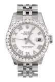 Rolex Datejust 26 White Roman Dial Custom Diamond Bezel Ladies Watch 179160 / None Custom-Bezel