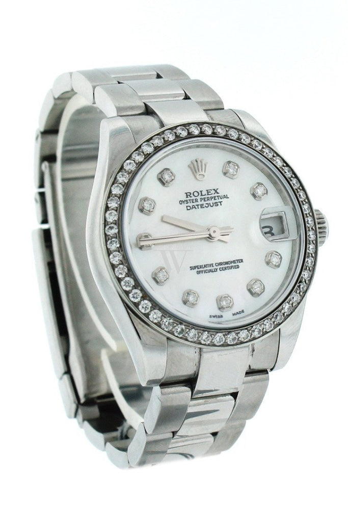 Rolex Custom Datejust 31 Mother Of Pearl Diamond Dial Bezel Mens Watch 178240 Watches