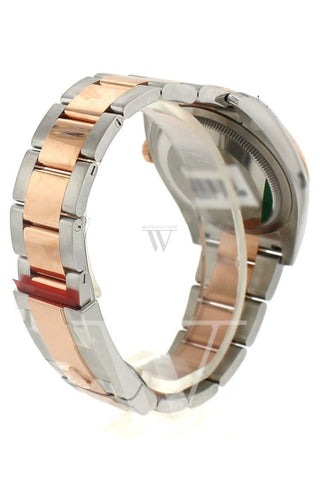 Custom Diamond Bezel Rolex Datejust 36 Black Dial Oyster Rose Gold Two Tone Watch 116201 116231