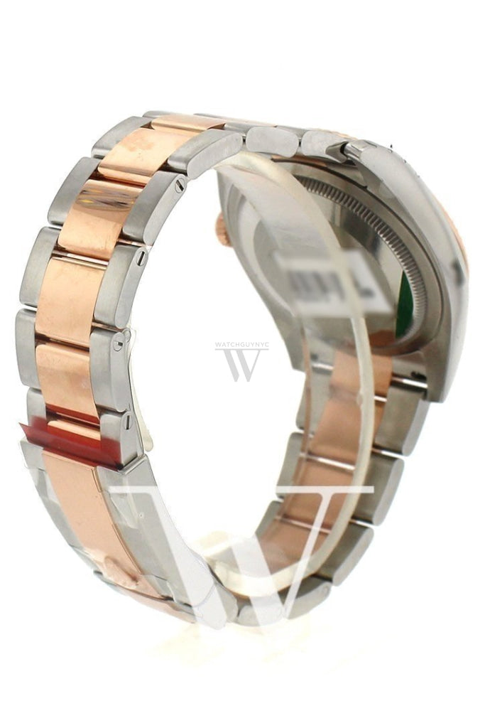 Custom Diamond Bezel Rolex Datejust 36 Chocolate Floral Motif Dial Oyster Rose Gold Two Tone Watch