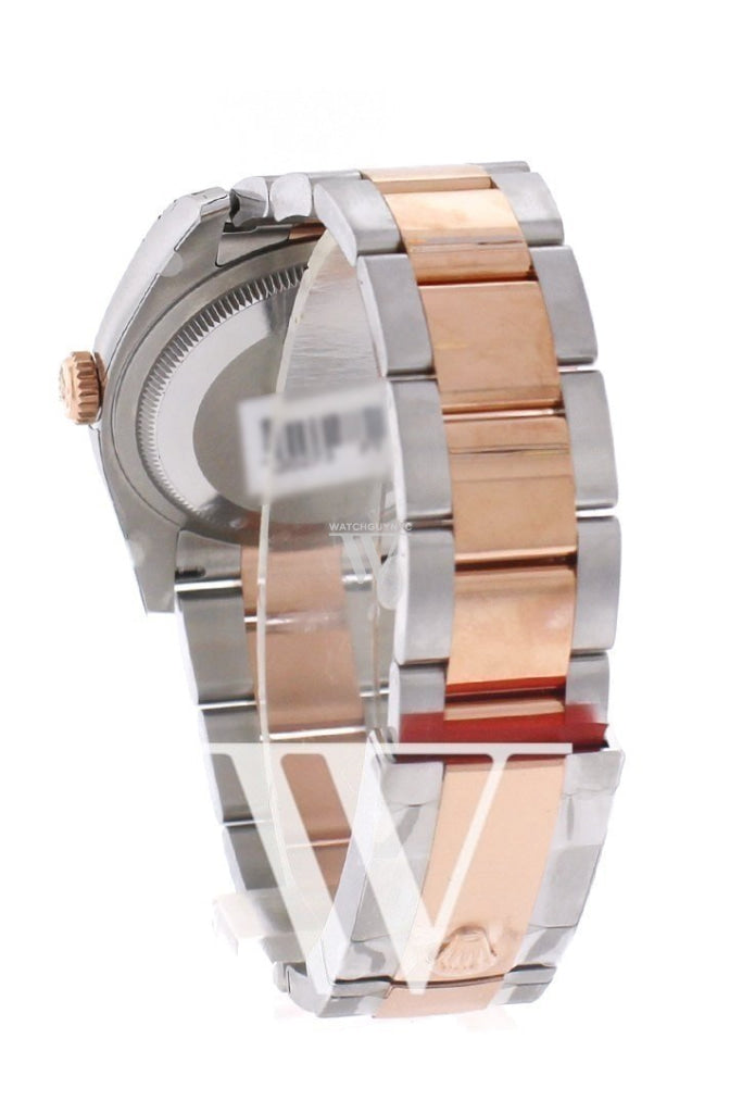 Custom Diamond Bezel Rolex Datejust 36 Chocolate Floral Motif Dial Oyster Rose Gold Two Tone Watch