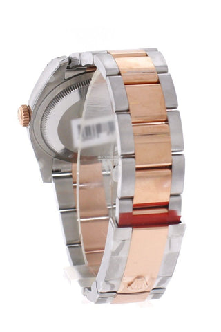 Custom Diamond Bezel Rolex Datejust 36 Black Roman Dial Rose Gold Two Tone Watch 116201 116231