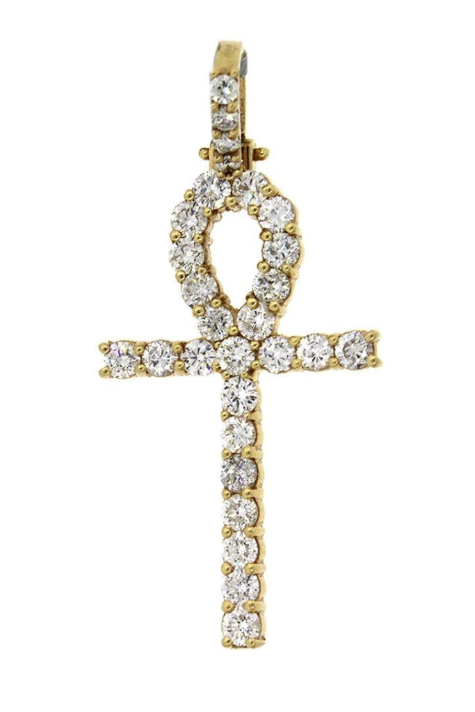 Diamond Ankh Cross Pendent 3.70Ct 14K Gold Yellow / None