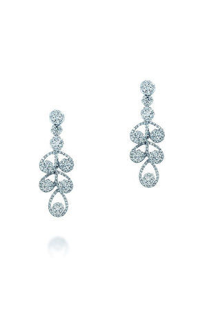 18K White Gold Vs Pave Diamond 2.10Ct Earrings Fine Jewelry
