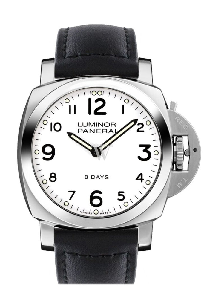 Panerai Luminor Base 8 Days Acciaio Mechanical Black Dial 44Mm Mens Watch Pam00561 White