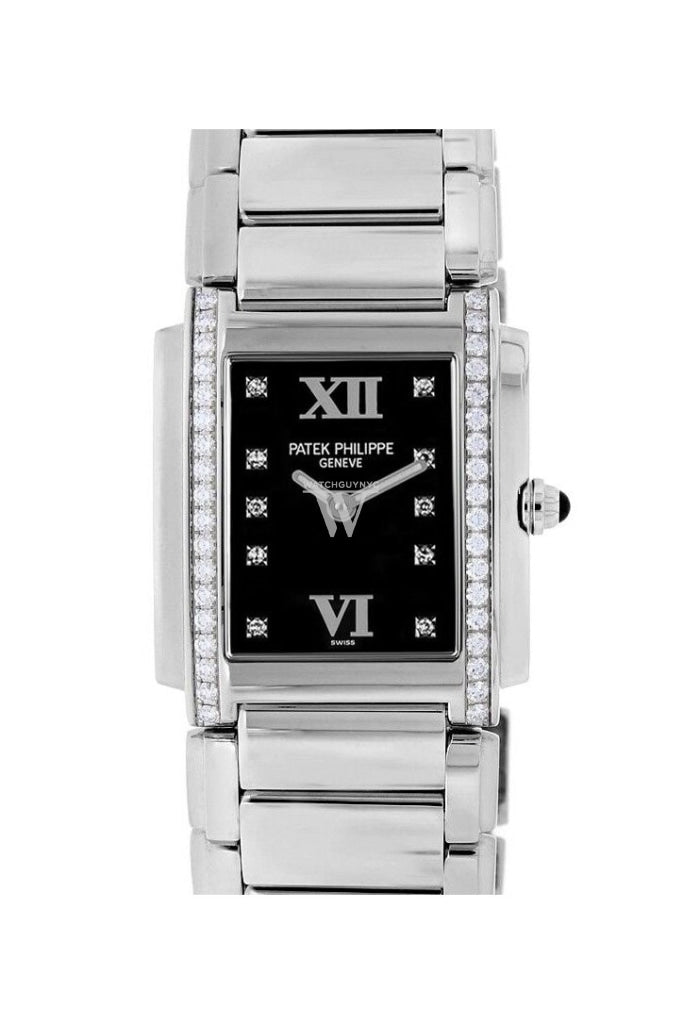 Patek Philippe Twenty-4 Black Dial Steel Diamond Ladies Watch 4910/10A-001