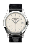 Patek Philippe Calatrava Opaline White Dial 18kt White Gold Men's Watch 5296G-010