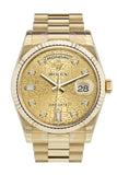 Rolex Day-Date 36 Champagne-colour Jubilee design set with diamonds Dial Fluted Bezel President Yellow Gold Watch 118238