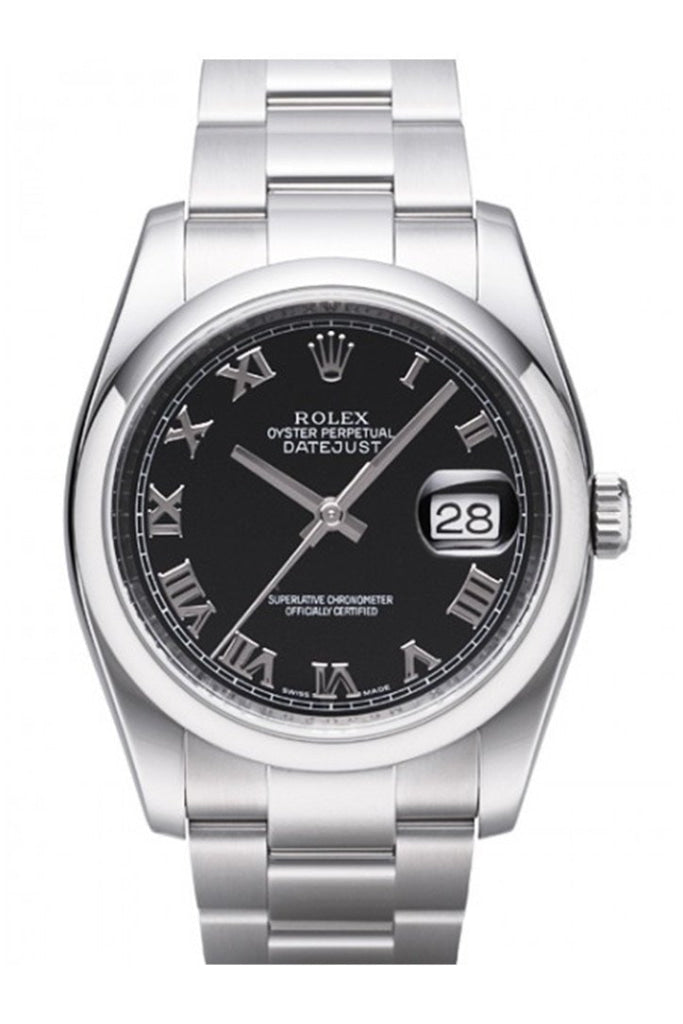 Rolex Datejust 36 Black Roman Dial Mens Watch 116200 / None