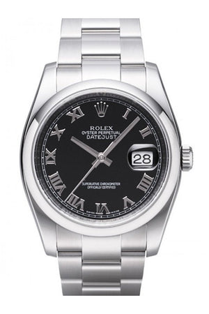 Rolex Datejust 36 Black Roman Dial Mens Watch 116200 / None