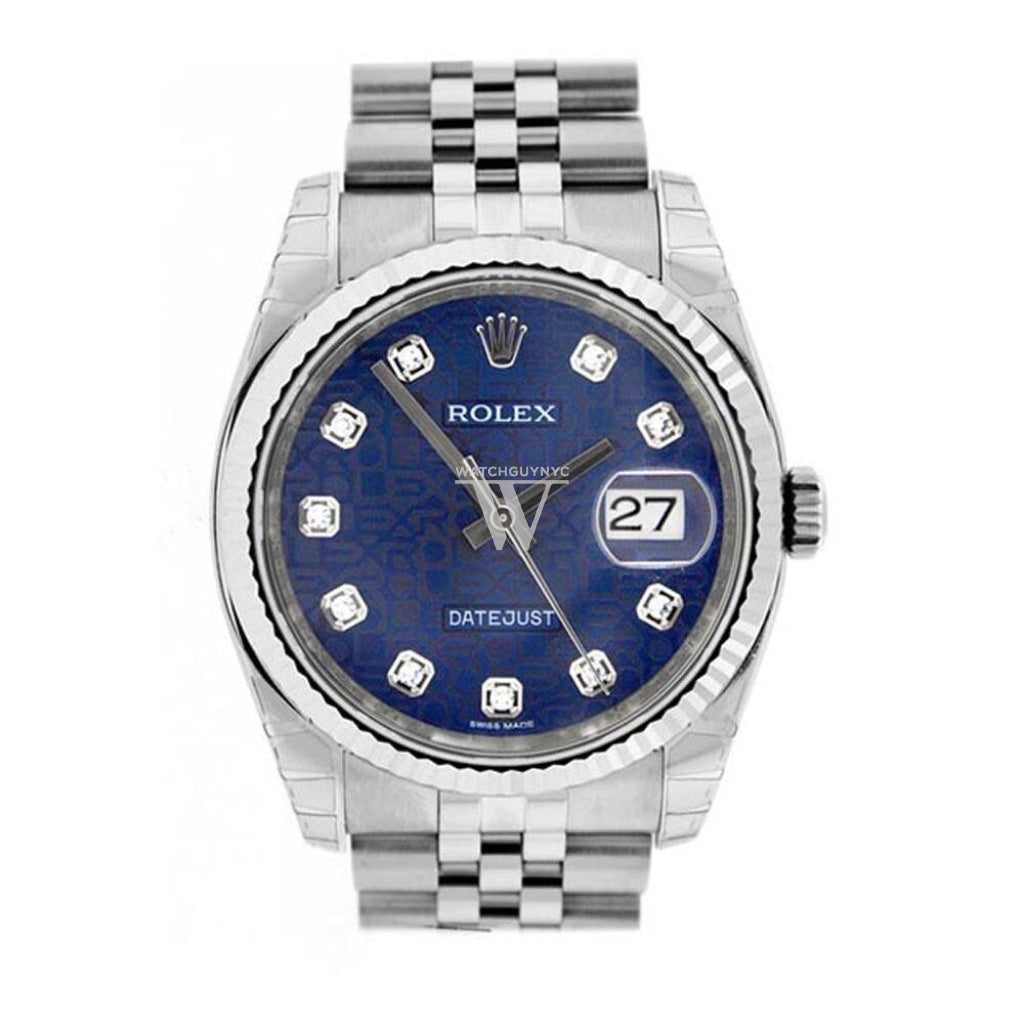 Rolex Datejust 36 Blue Jubilee Diamonds Dial Watch 116234