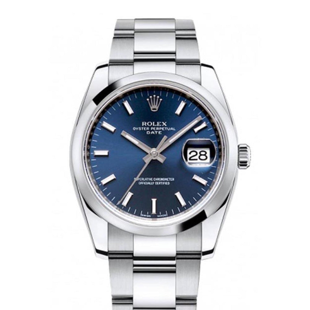 Rolex Date 34 Blue Dial Stainless Steel Mens Watch 115200