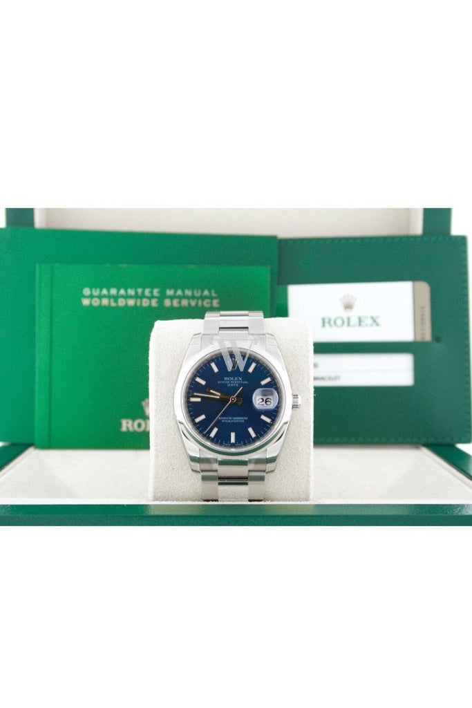 Rolex Date 34 Blue Dial Stainless Steel Mens Watch 115200