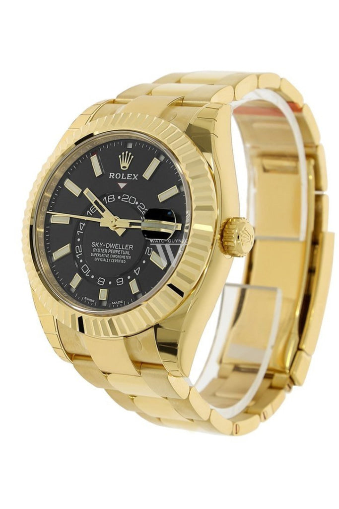 Rolex Sky Dweller Black Dial Yellow Gold Oyster Mens Watch 326938