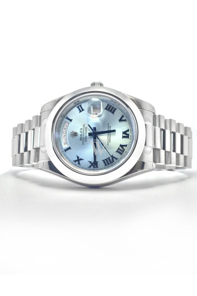 Rolex Day-Date Ii 41 Ice Blue Dial Platinum President Mens Watch 218206