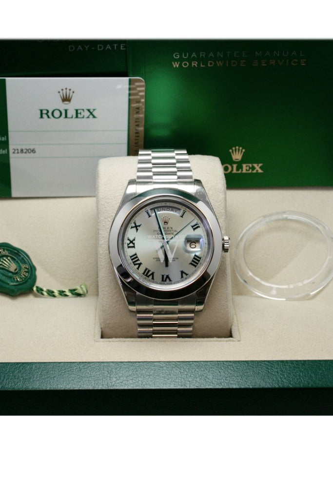 Rolex Day-Date Ii 41 Ice Blue Dial Platinum President Mens Watch 218206