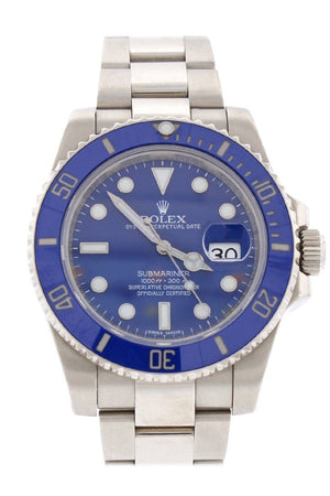 Rolex Submariner Date Blue Dial 18K White Gold Steel Mens Watch 116619Lb / None Pre-Owned-Watches