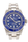 Pre Owned Rolex Submariner Date Blue Dial 18k White Gold Steel Mens Watch 116619LB 116619