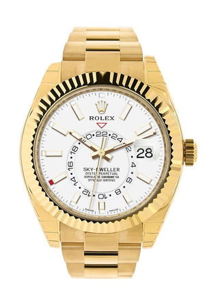 Rolex Sky Dweller White Dial 18Kt Yellow Gold Mens Watch 326938