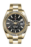 Rolex Sky Dweller Black Dial Gmt 18kt Yellow Gold Men's Watch 326938