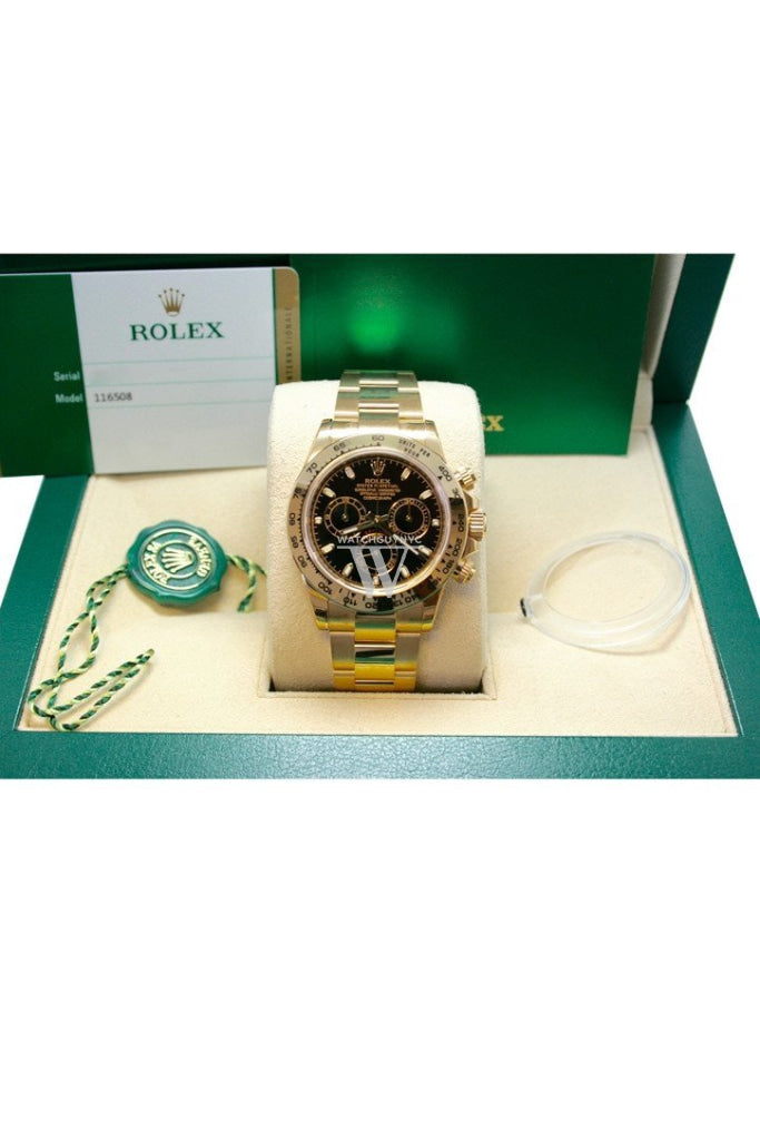 Rolex Cosmograph Daytona Black Dial Gold Mens Watch 116508