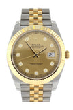 Rolex Datejust 41 Champagne Diamonds Steel And 18k Yellow Gold Men's Watch 126333