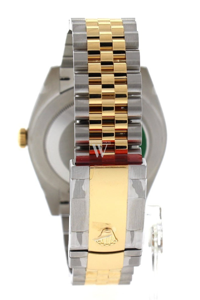Rolex Datejust 41 Black Diamond Dial Fluted Bezel 18K Yellow Gold Jubilee Mens Watch 126333