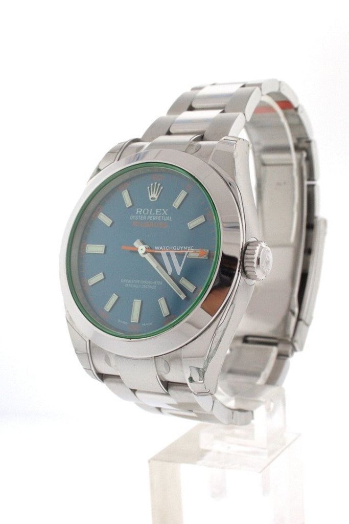 Rolex Milgauss Blue Dial Stainless Steel Mens Watch 116400Gv Z-Blue