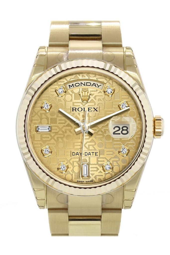 Rolex Day-Date 36 Champagne-Colour Jubilee Design Set With Diamonds Dial Fluted Bezel Yellow Gold