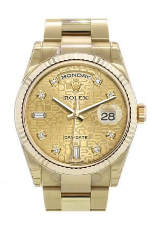 Rolex Day-Date 36 Champagne-Colour Jubilee Design Set With Diamonds Dial Fluted Bezel Yellow Gold