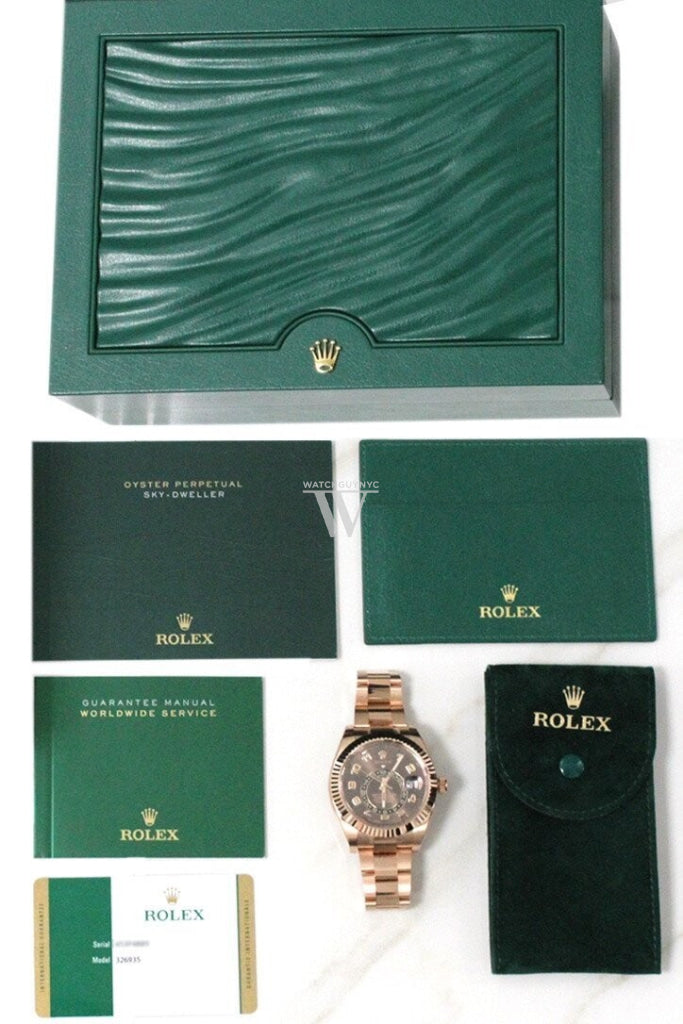 Rolex Sky-Dweller 42 Chocolate Dial Rose Gold Mens Watch 326935