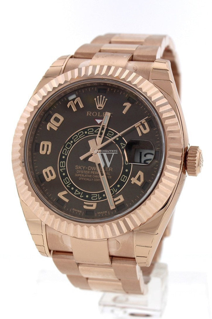 Rolex Sky-Dweller 42 Chocolate Dial Rose Gold Mens Watch 326935