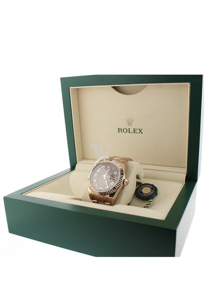 Rolex Sky-Dweller 42 Chocolate Dial Rose Gold Mens Watch 326935