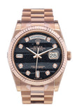 Rolex Day-Date 36 Ferrite diamonds Dial Fluted Bezel President Everose Gold Watch 118235