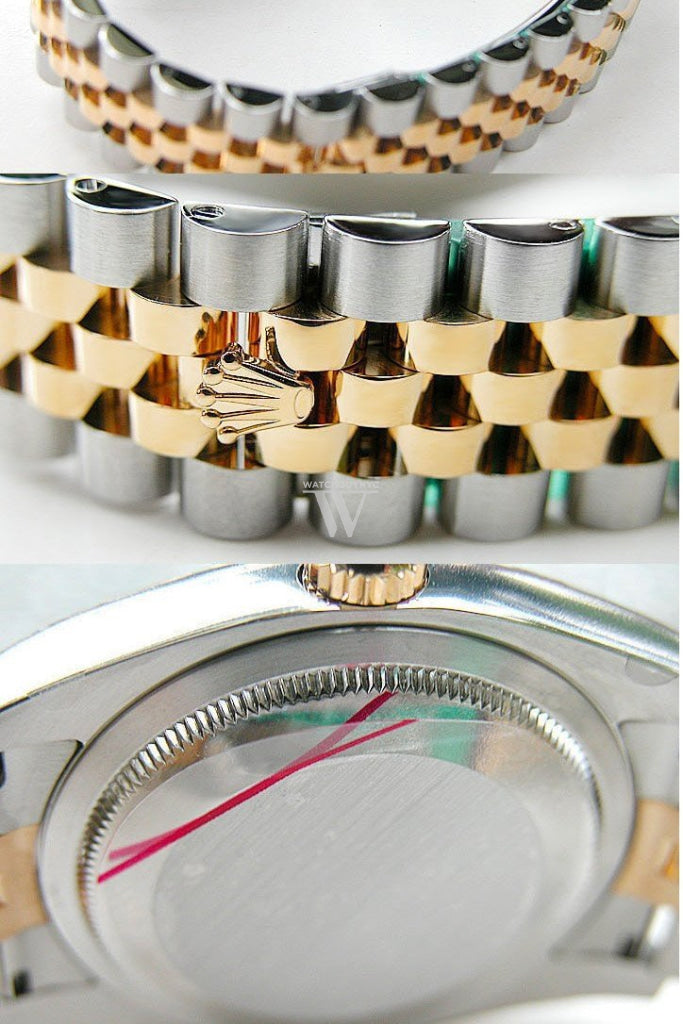 Rolex Datejust 36 Black Jubilee Roman Dial Fluted 18K Gold Two Tone Watch 116233