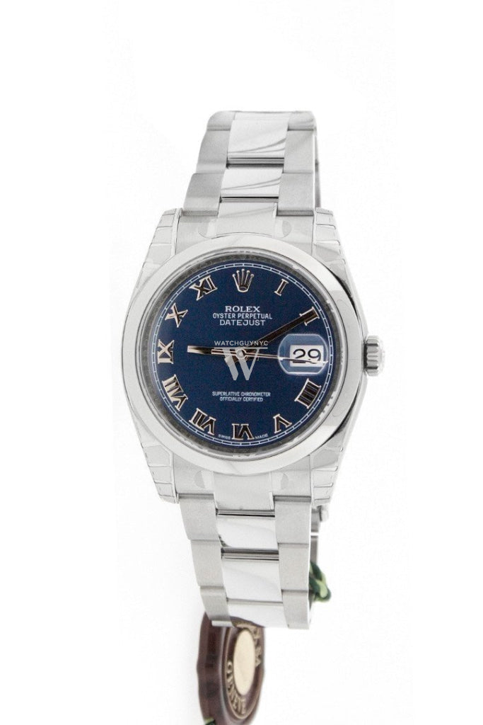 Rolex Datejust 36 Blue Roman Dial Stainless Steel Watch 116200