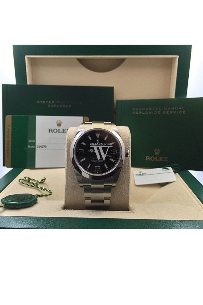 Rolex Explorer I 1 Black Dial Steel Mens Watch 214270