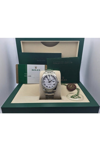Rolex Datejust 36 White Roman Dial Steel Mens Watch 116200