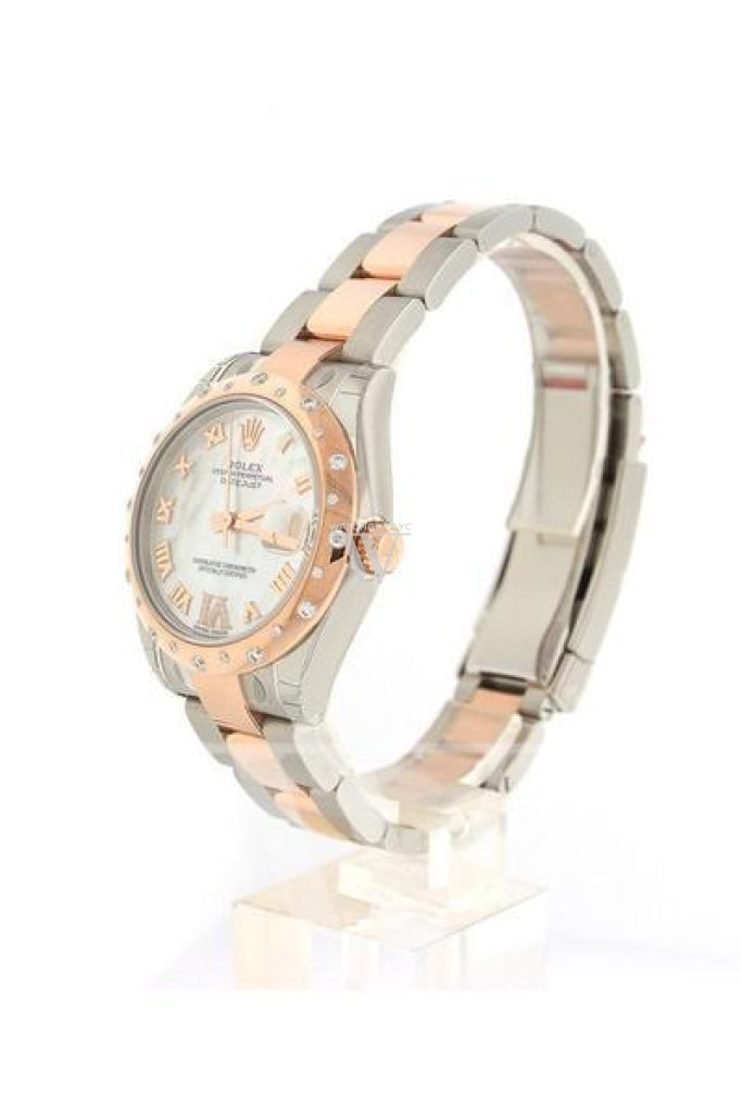Rolex Datejust 31 White Mother Of Pearl Roman Large Vi Set With Diamond Dial Bezel 18K Rose Gold Two