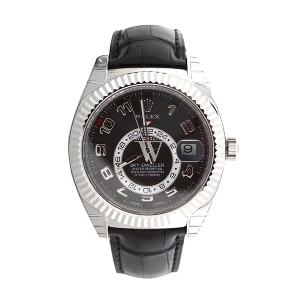 Rolex Sky-Dweller 42 Black Arab Dial 18K White Gold Mens Watch 326139