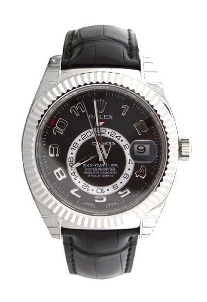 Rolex Sky-Dweller 42 Black Arab Dial 18K White Gold Mens Watch 326139