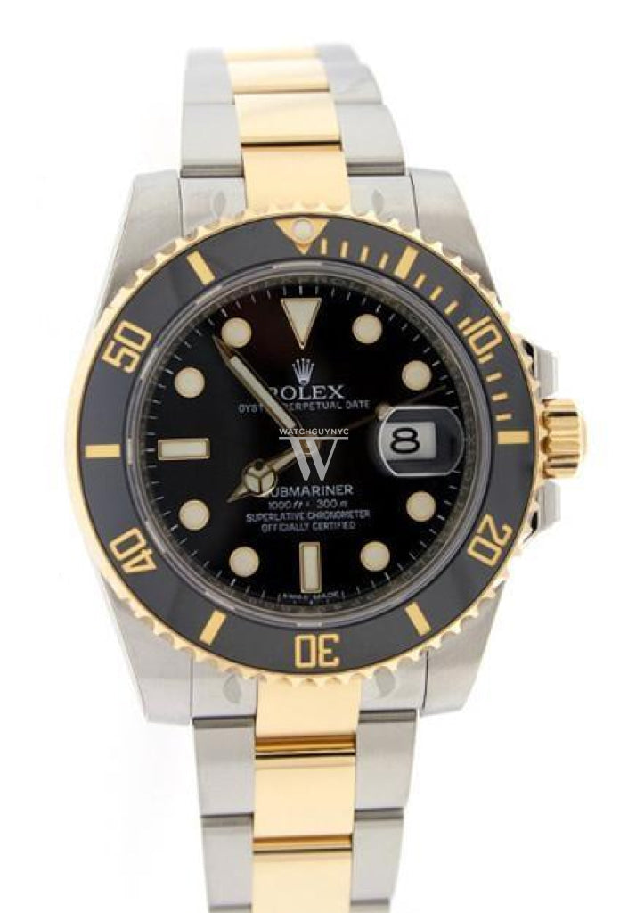 Rolex Submariner Date 40 Black Dial 18K Yellow Gold And Steel Mens Watch 116613