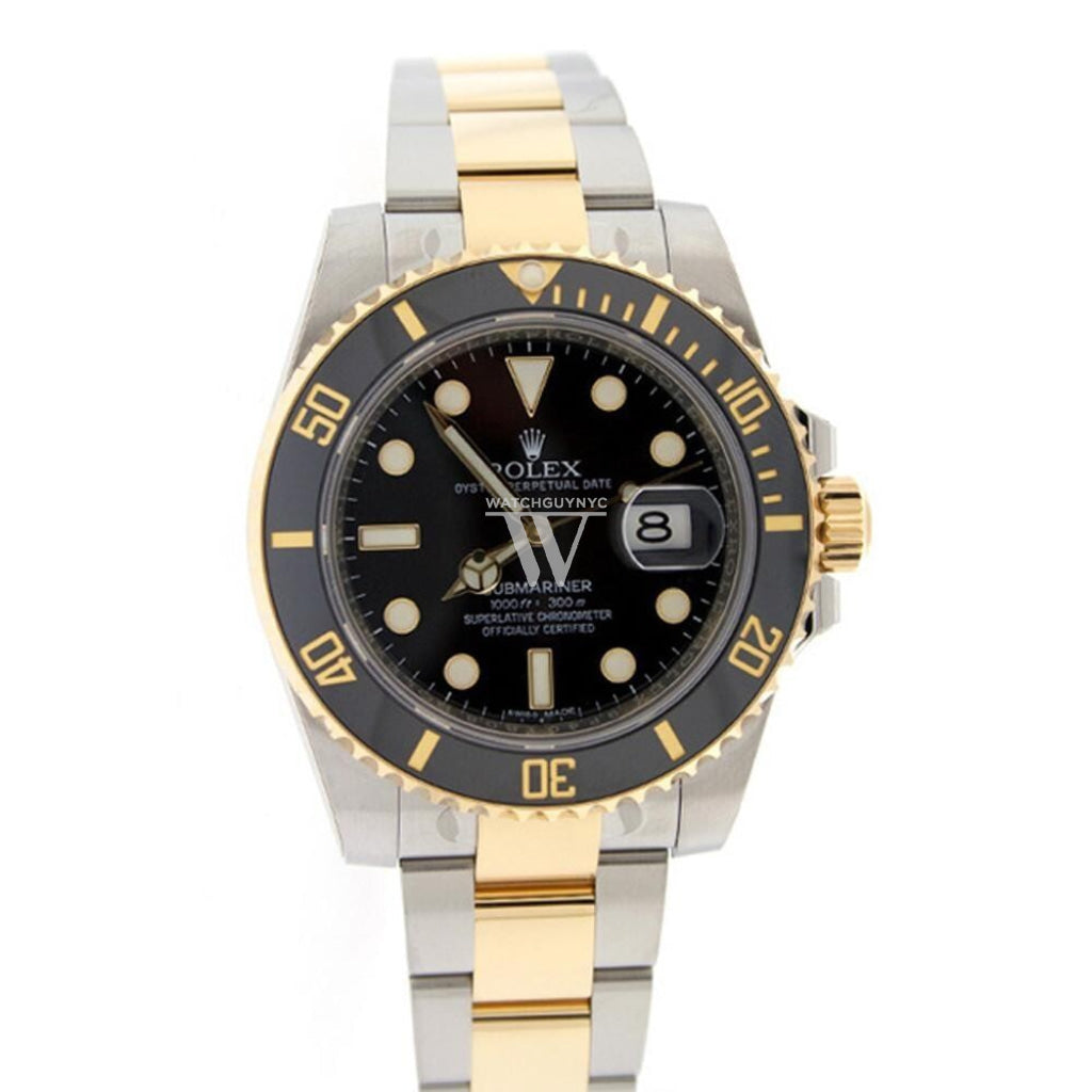 Rolex Submariner Date 40 Black Dial 18K Yellow Gold And Steel Mens Watch 116613