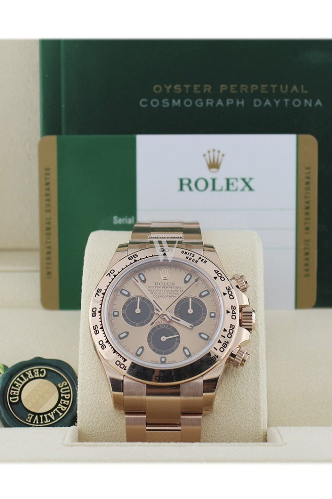 Rolex Cosmograph Daytona 40 Pink And Black Dial 18K Rose Gold Mens Watch 116505