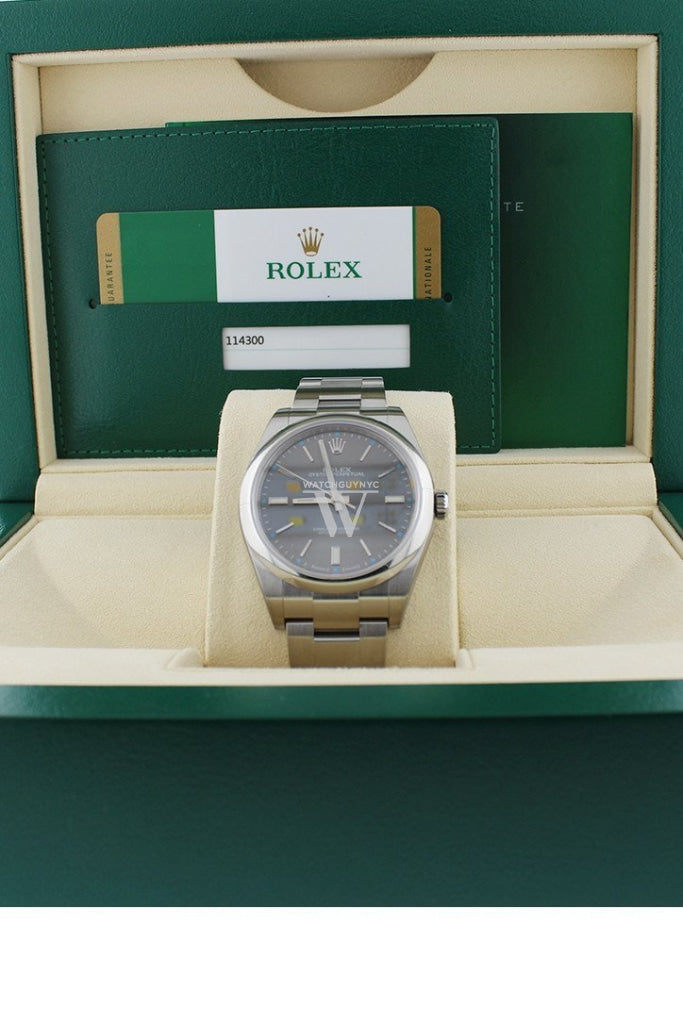 Rolex Oyster Perpetual 39 Rhodium Dial Mens Watch 114300