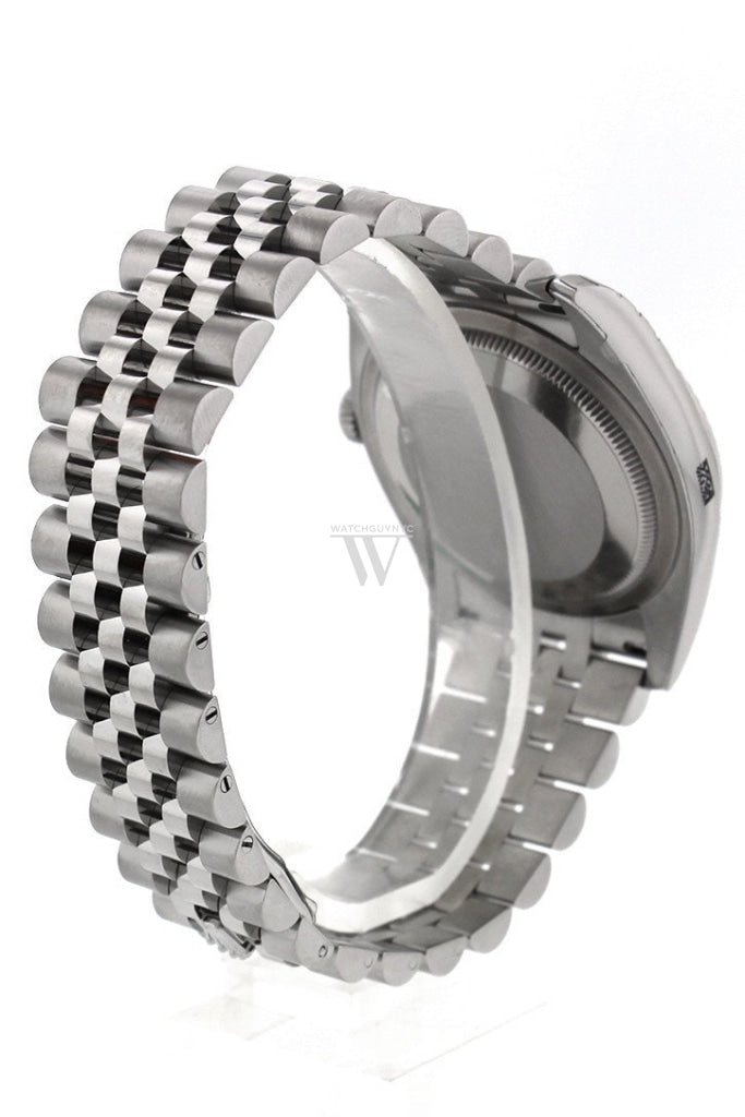 Rolex Datejust 36 Black Roman Dial Fluted Bezel Jubilee Mens Watch 116234