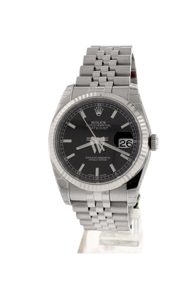 Rolex Datejust 36 Black Index Dial Steel Mens Watch 116234