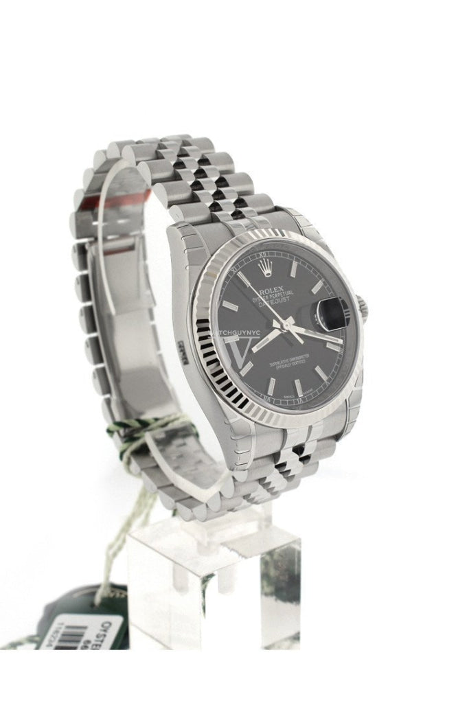 Rolex Datejust 36 Black Index Dial Steel Mens Watch 116234