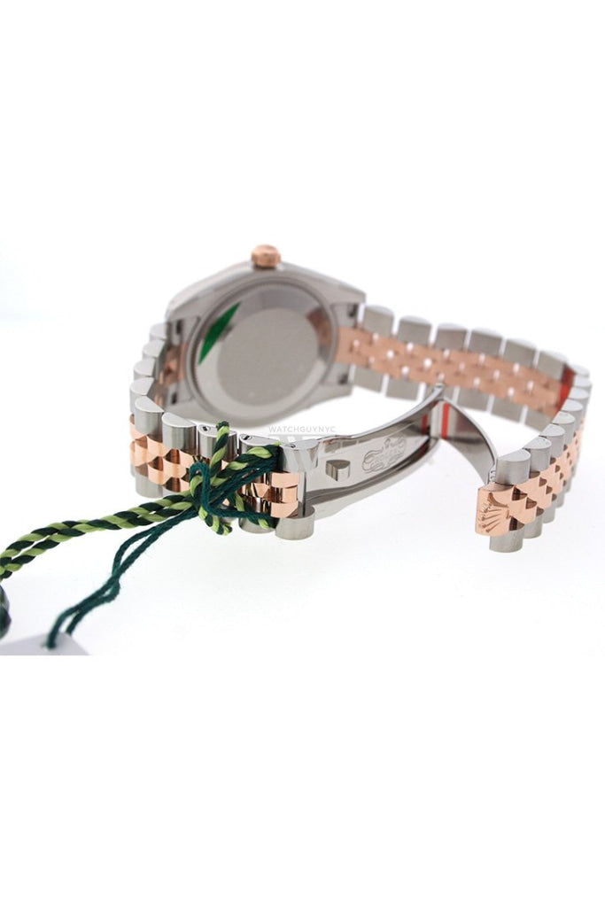 Rolex Datejust 31 Black Roman Dial Fluted Bezel 18K Rose Gold Two Tone Jubilee Ladies Watch 178271