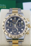 Rolex Cosmograph Daytona Black Diamond Dial Steel 18K Yellow Gold Mens Watch 116503